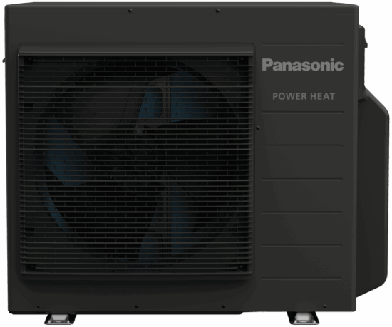 Grå Panasonic utedel med hög energieffektivitet och tyst drift – anpassad för nordiskt klimat.